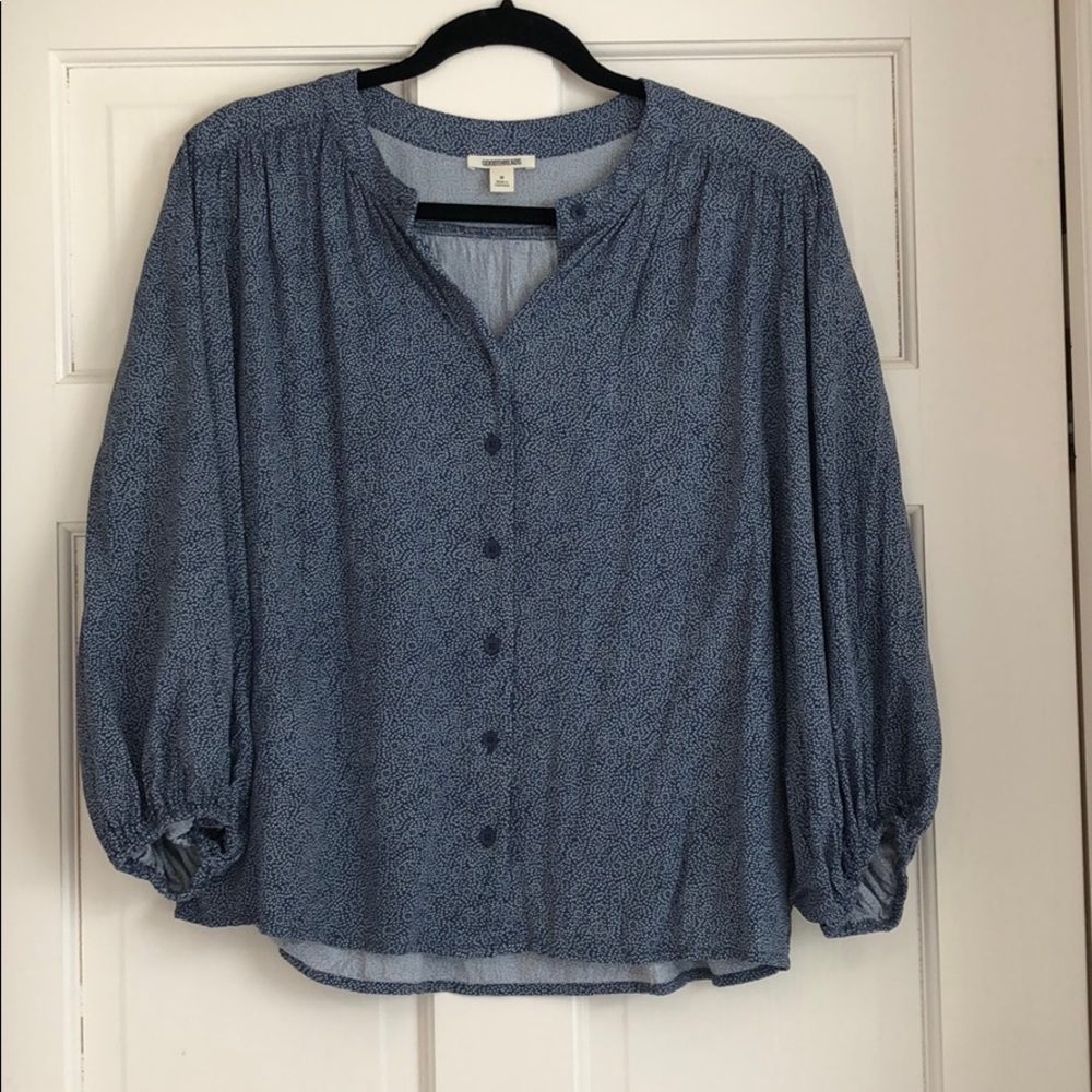 Goodthreads blue blousy button down top